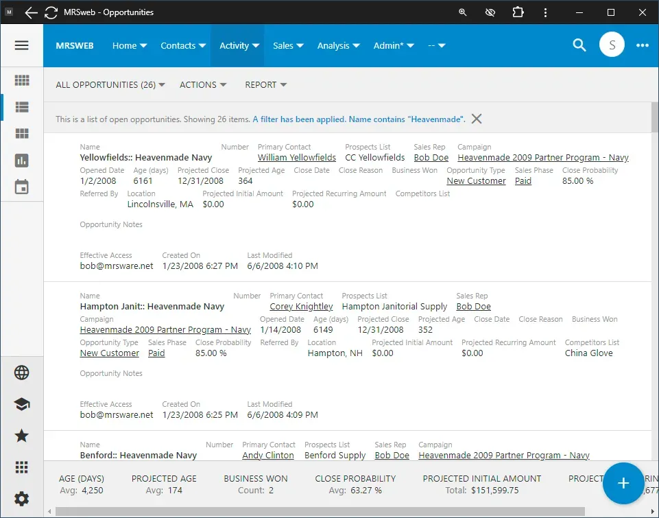 MRSware CRM Feature Overview