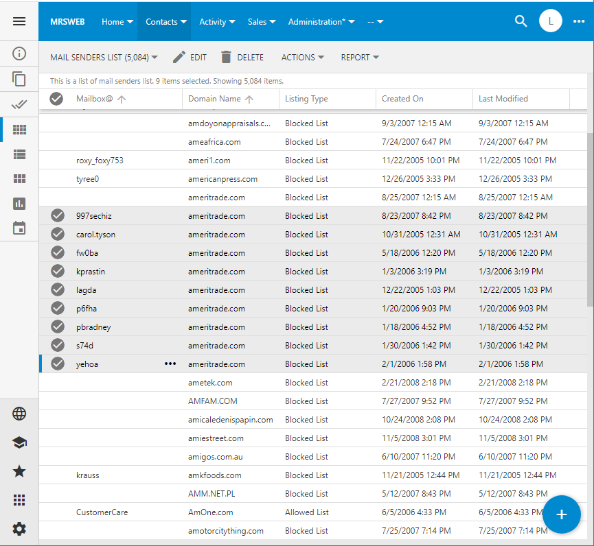 MRSware Email Senders List