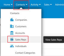 Sales Reps and Territories Menu
