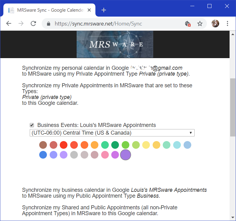 sync.mrsware.net settings page