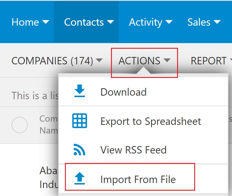 MRSweb Sales Imports