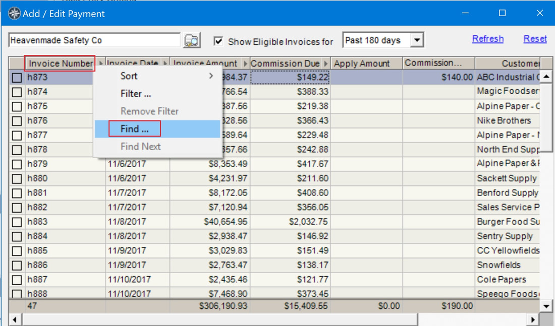 MRSweb Invoice History List